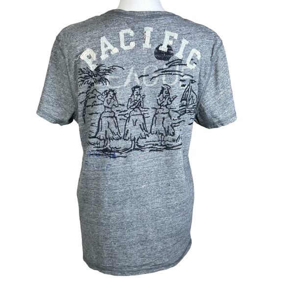 American Eagle Shirt Size Medium Gray Embroidered Athletic Pacific Graphic Tee - Picture 1 of 12